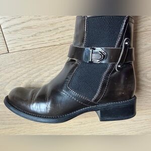 Aquatalia By Marvin Ulrika Leather Motobike boots, brown, size 6.